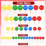 40 Pcs Mini Balls Cake Toppers - Foam Balls Diy Cake Topper Inserts For Birthday Wedding Baby Shower Anniversary Cake Decorations (Red Blue Yellow Green)