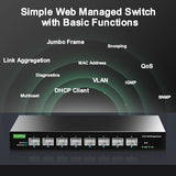 8 Port 10Gb Smart Web Managed Sfp+ Switch,10G Optical Easy Managed Sfp+ Ethernet Switch,Metal Fanless Home Lab Network Switch With Link Aggregation/Qos/Vlan/Dhcp Client, Black, Gt-Swtxg8Fm