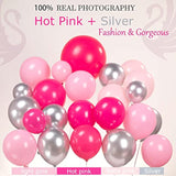 Hot Pink Silver Balloon Garland Arch Kit 145Pcs Pastel Pink And Silver Star Foil Balloons For Girl'S 15/16/30Th Birthday Princess 2025 Graduation Galentines Valentines Party Decorations