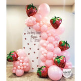 4 Giant Strawberry Balloons 24" Cute Foil Fruit-Themed Party Decorations