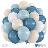 Dusty Blue, Slate & Sand White 12″ Balloons for Baby Shower & Party Décor
