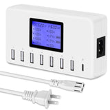 Usb Charger, 60W 12A 8-Port Usb Charging Station Multi Port Usb Hub Charger Compact Size Lcd Display Compatible With Iphone Ipad Samsung Kindle Tablet Bluetooth Earbuds And More