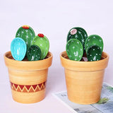 4Pcs Porcelain Measuring Spoons With Base, Cute Cactus Shape