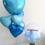 10pcs Silver & Blue Heart Foil Balloons β 18in for Birthday, Anniversary More