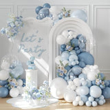 Dusty Blue Balloon Arch Kit, 126 Pcs Light Blue And White Balloon Garland Kit Include Macaron Sand White Balloons For Birthday Party Baby Shower Wedding Bridal Gender Reveal Decorations