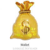 6Pcs Money Bag Foil Balloons Set/Dollar Party Balloons/Western Cowboy Party/Las Vegas Casino Party Gambling Game Decorations/Money Theme Birthday/Big Size Fake Money Reusable Balloons