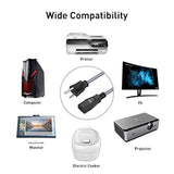 Power Cord, 3 Prong Ac Power Cable 3.3Ft/1M Nylon Braided Replacement 3 Pin Power Cord Ul Certified For Computer, Tv, Monitor, Printer, Pc, Projector, Power Supply Cable