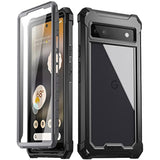 Guardian 6Ft Drop Tested Case For Pixel 6A 5G - Built-In Screen Protector, Full Body Hybrid Shockproof, Black/Clear