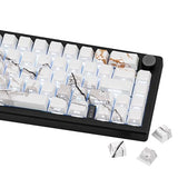 White Black Keycaps Set 100 Keys Pbt Keycaps Shine Through Custom Keycap Cherry Profile, Side Printed Keyboard Keycaps Compatible With Mechanical Keyboard 61/64/75/84/87 Layout