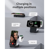 3 In 1 Charging Station For Iphone 16 15 14 13 12 Series, Wireless Charger For Apple Watch?Travel Magnetic Charging Stand For Airpods (Black)