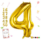 40 Inch Number Balloon 0-9 Gold Large Number 4 Balloons,Digital Balloons For Birthday Party Celebration Decorations Supplies, Helium Foil Number Balloons For Wedding Anniversary