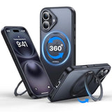 iPhone 16 Case with 360° Rotatable Ring Stand, Raised Camera, Shockproof, MagSafe