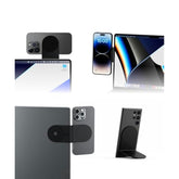 Edge Pro Core - Magnetic Mount Phone Holder Stand For Computers And Tablets | Secure Metal Plate Adhesive Or Standalone Mode Compatible With Magsafe, Qi, And Non-Magsafe Devices, Black