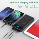 Wireless Portable Charger 30,800Mah 15W Wireless Charging 25W Pd Qc4.0 Fast Charging Smart Lcd Display Usb-C Power Bank, 4 Output External Battery Pack Compatible With Iphone 16/15/14/13, Samsung Etc