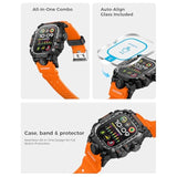 Rugged Case With Band For Apple Watch Ultra 3/2/1 49Mm, M3 Military Grade Shockproof Cover, Includes Screen Protector Kit, Tactical Band For Men - Compatible With Iwatch Ultra, Orange