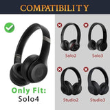 Cooling Gel Earpads Cushions Replacement For Beats Solo 4 Wireless On-Ear Headphones, Solo4 Ear Pads With High-Density Noise Isolation Foam, Added Thickness - Black