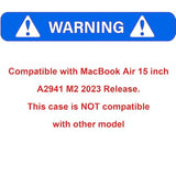 Compatible with MacBook Air 15 inch Case 2025 2024 2023 Release M4 A3241 M3 A3114 M2 A2941 Liquid Retina Display Touch ID, Protective Plastic Hard Shell Case Cover (Black)