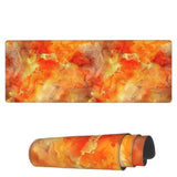 Laptop Mouse Pad Orange Marble Gold Liquid Desk Mat With Stitched Edges 31.5X 11.8 Inch Non-Slip Large Keyboard Rubber Writing Table Mat For Office Home