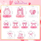 Pink Bow Birthday Decorations Set - Bow Party Decorations With Honeycomb Centerpieces & Table Centerpieces For Splendid Pink Bow Themed Party Supplies