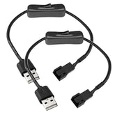 2 Pack Usb To 3-Pin / 4-Pin Pwm 5V Usb Sleeved Fan Power Adapter Cable With Sw