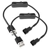 2 Pack Usb To 3-Pin / 4-Pin Pwm 5V Usb Sleeved Fan Power Adapter Cable With Sw