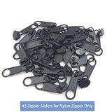 50Pcs #3 Black Zipper Pulls Bulk For Nylon Coil Zippers Repair For Clo