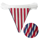 36Ft Red Blue Striped Party Decorations Red Blue White Patriotic Burlap Banner Triangle Pennant Flag Linen Garland Streamers for Nautical Birthday Graduation 4th of July National Party Decorations
