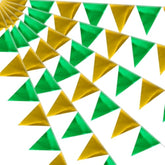 64Ft Sage Green Gold Triangle Pennant Banner Flag Metallic Paper Bunting Garland For Hanging Backdrop Birthday Party Decorations Graduation Bachelorette Bridal Wedding New Year Shower Party Supplies