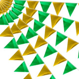 64Ft Sage Green Gold Triangle Pennant Banner Flag Metallic Paper Bunting Garland For Hanging Backdrop Birthday Party Decorations Graduation Bachelorette Bridal Wedding New Year Shower Party Supplies