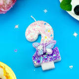 Birthday Number Candles Pink And Purple Butterfly Birthday Candles For Cake Glitter Number 2 Candle Cake Topper With Sequins For Girls And Women Anniversary Celebrations Supplies