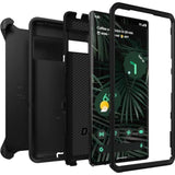 OtterBox Pixel 6 Pro Defender Series Case - BLACK, rugged & durable, with port protection, includes holster clip kickstand