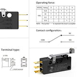 Hinge Roller Lever Waterproof Momentary Push Button Micro Limit Switch 1No 1Nc Spdt Snap Action Mini Switches 3 Pins 1 Pc For Arduino, Appliance And Electronic Equipment