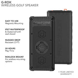 Rokform G-ROK β Wireless Golf Speaker, Portable Magnetic, IPX7 Waterproof, Shockproof & Dustproof, Loud & Clear Sound, 24 Hour Battery, Rugged Outdoor Golf Cart Speaker (Black)