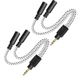 Headphone Splitter, Knitted 3.5Mm Audio Splitter Trs 3-Pole Aux Splitter Cable For Headphones Earphones Speakers -Zebra White/2Pack
