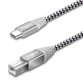 6Ft Usb C To Usb B Cable Nylon Braided Printer Scanner Cord With Metal Connector Compatible With Macbook Pro, Aio, Brother, Hp, Canon, Samsung Printers, And More (1.8M, Gray)