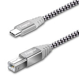 6Ft Usb C To Usb B Cable Nylon Braided Printer Scanner Cord With Metal Connector Compatible With Macbook Pro, Aio, Brother, Hp, Canon, Samsung Printers, And More (1.8M, Gray)