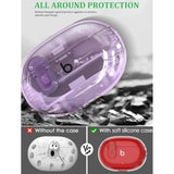 Beats Studio Buds Clear Case with Lock, Soft Transparent TPU Protective Cover Skin with Cleaner Kit & Keychain for Women and Men, Purple