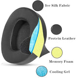 Cooling Gel Ear Pads Replacement Headband Ear Cushions Compatible With Sennheiser Hdr170/Tr 170/Rs170/Hdr160/Rs160/Tr160/Hdr180/Tr180/Rs180 Headset Earpads Head Band With Ice Silk Fabric