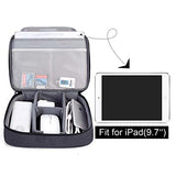 Electronic Organizer, Double Layer Travel Gear Bag For Cables, Plugs, Flash Hard Drive, Power Bank And More-A Sleeve Pouch For Ipad (Large, Black)