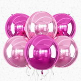 6 Pcs Hot Pink Pink Round Foil Balloons, 22 Inch Giant 4D Metallic Balloons