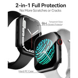 2 Pack Case Compatible with Apple Watch SE 3 (2025), SE 2, SE, Series 6, 5, 4 40mm with Tempered Glass Screen Protector, Hard PC Case Overall Protective Cover - Black