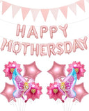 Happy Mother's Day Balloon Set Decoration, Pink Mothers Day Decorations Banner Include Letter, Butterfly, Flower Balloons for Party Women