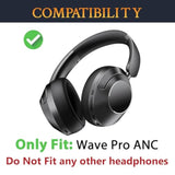 Professional Replacement Ear Pads For Earfun Wave Pro Anc Headphones, Earpads Cushions With Soft Protein Leather, High-Density Noise Isolation Foam - Black