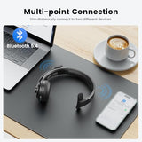 H3 Trucker Bluetooth Headset V5.4, Wireless Headphones With Mic Noise Cancelling, Mute Button & Replacement Ear Cushion, 65Hrs Driver Bluetooth Headset For Cellphone Office Work