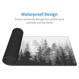 Black And White Gaming Mouse Pad Xl Misty Forest Large Desk Mat Non Slip Rubber Extra Mousepad With Stitched Edges Long Extended Keyboard Pads For Computer Laptop Office Home 31.5'' X 11.8''