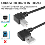 90 Degree Usb A To B Cable Printer Cable, 1Ft Left Angle Usb 2.0 Type A Male T