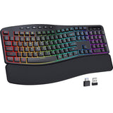 Wireless Rgb Backlit Keyboard, 2500Mah Rechargeable Keyboard With 15 Rgb Lighting Effects, 5 Brightness Modes, Multimedia Keys, Silent Ergonomic Keyboard For Pc Computer Laptop Windows Mac