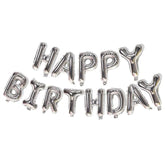 Silver Happy Birthday Balloons Banner,16 Inch Mylar Foil Letters Sign,Reusable Balloons For Women, Men, Boys & Girls Birthday Decorations Party Supplies