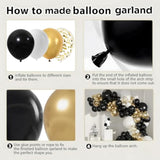 Black Gold White Balloon Arch Kit Metallic Confetti Balloons Party Decor