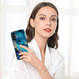 Glow in the Dark Hybrid Hard PC Soft TPU Bumper Drop Protective Case for Samsung Galaxy A15 5G, Blue Marble/Gold